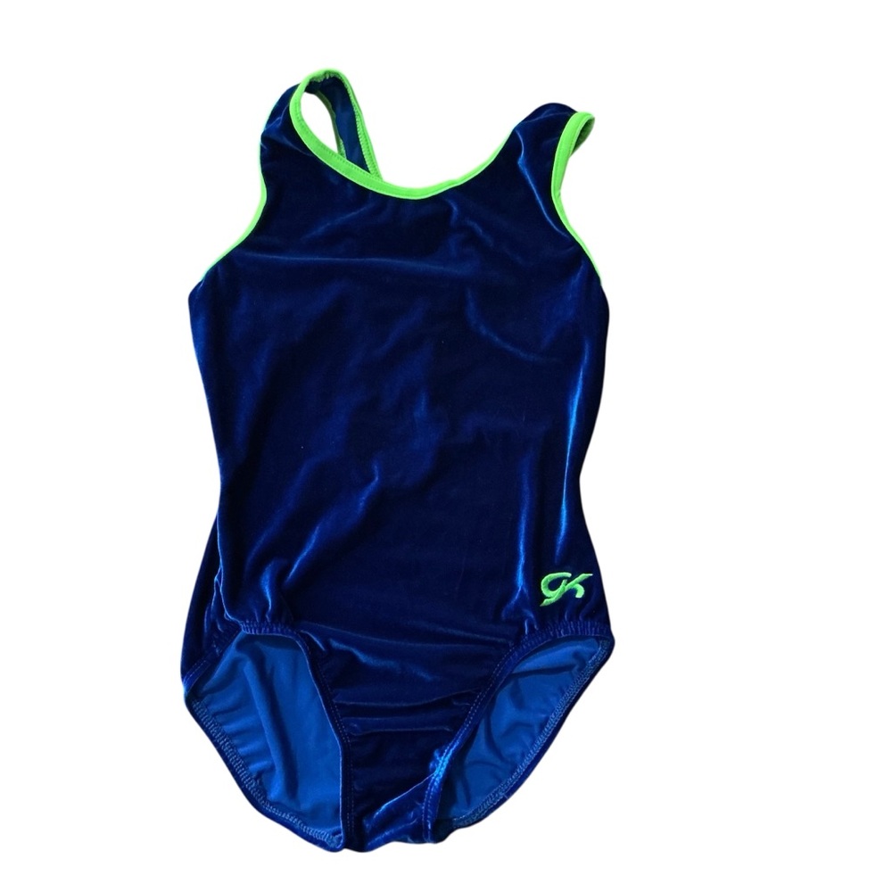 GK Elite Gymnastics Blue Velour Size Adult Medium Racerback